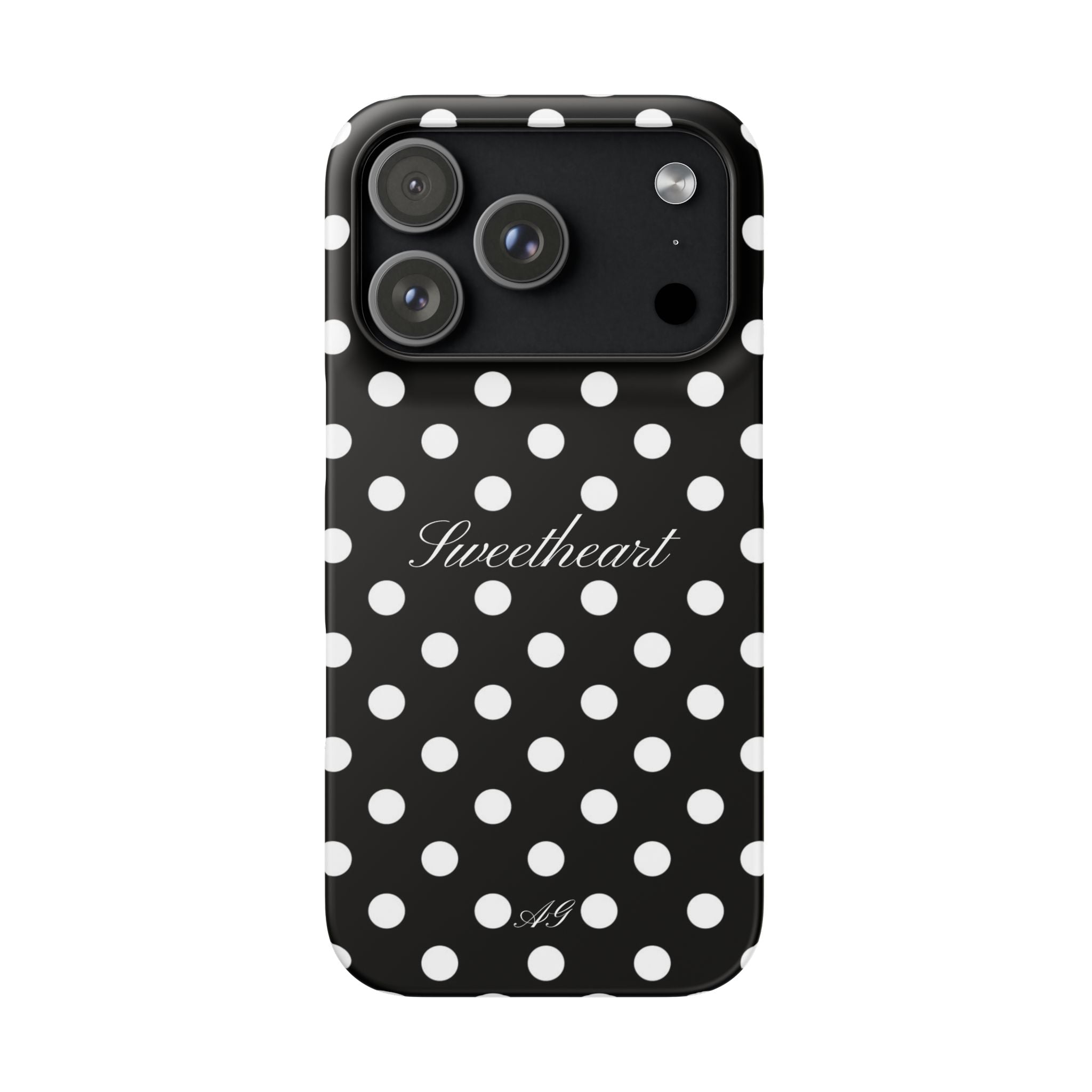 "Sweetheart" - white polka dot case