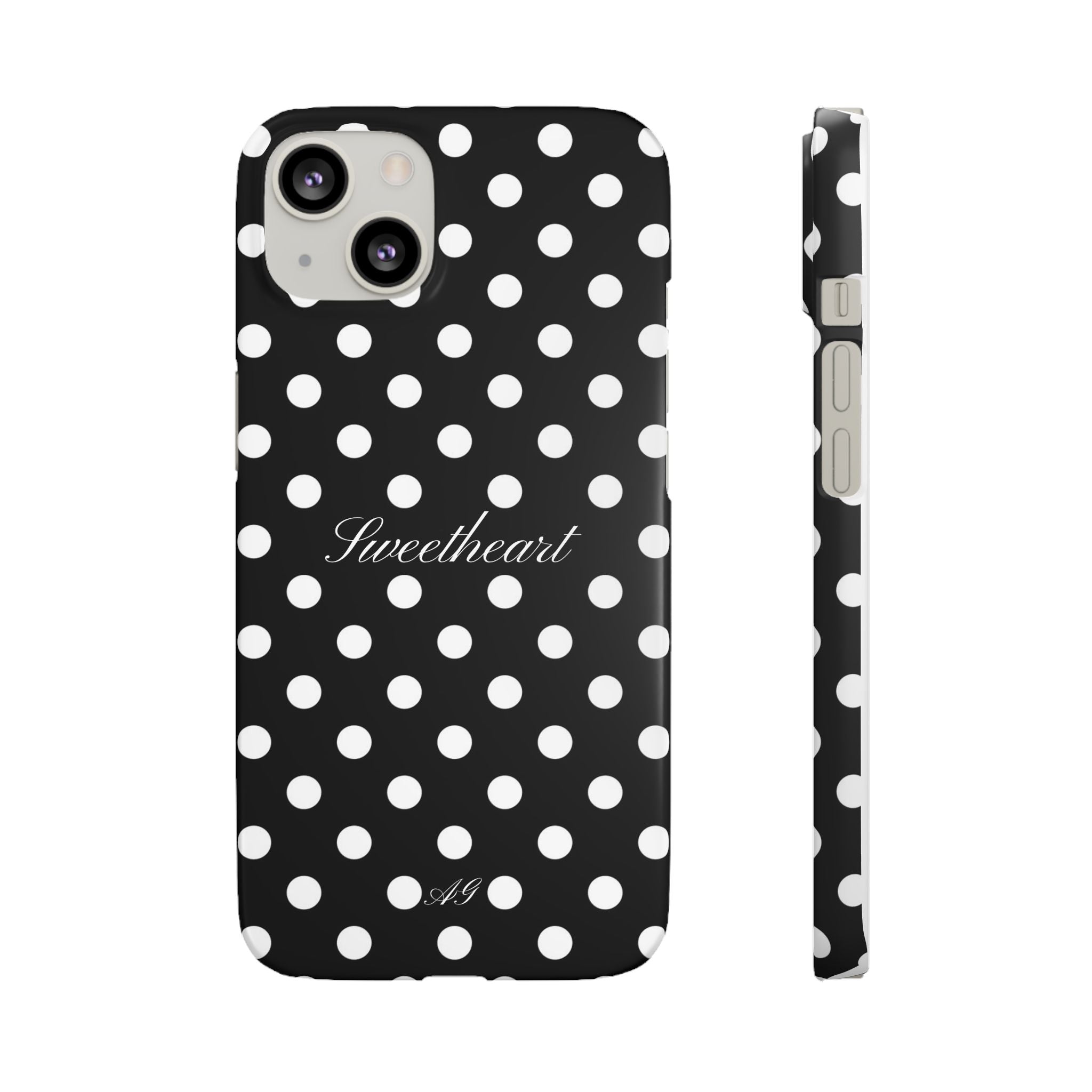 "Sweetheart" - white polka dot case