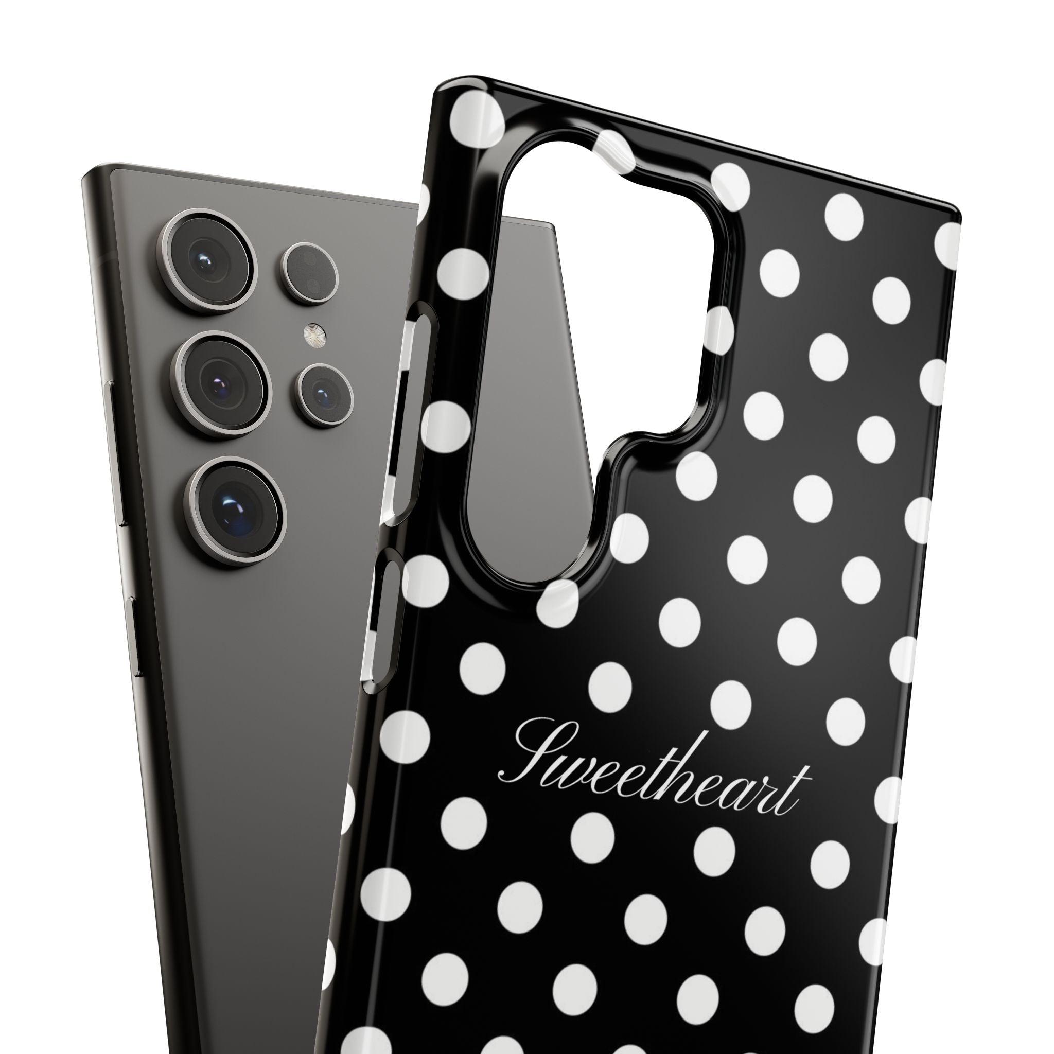 "Sweetheart" - white polka dot case