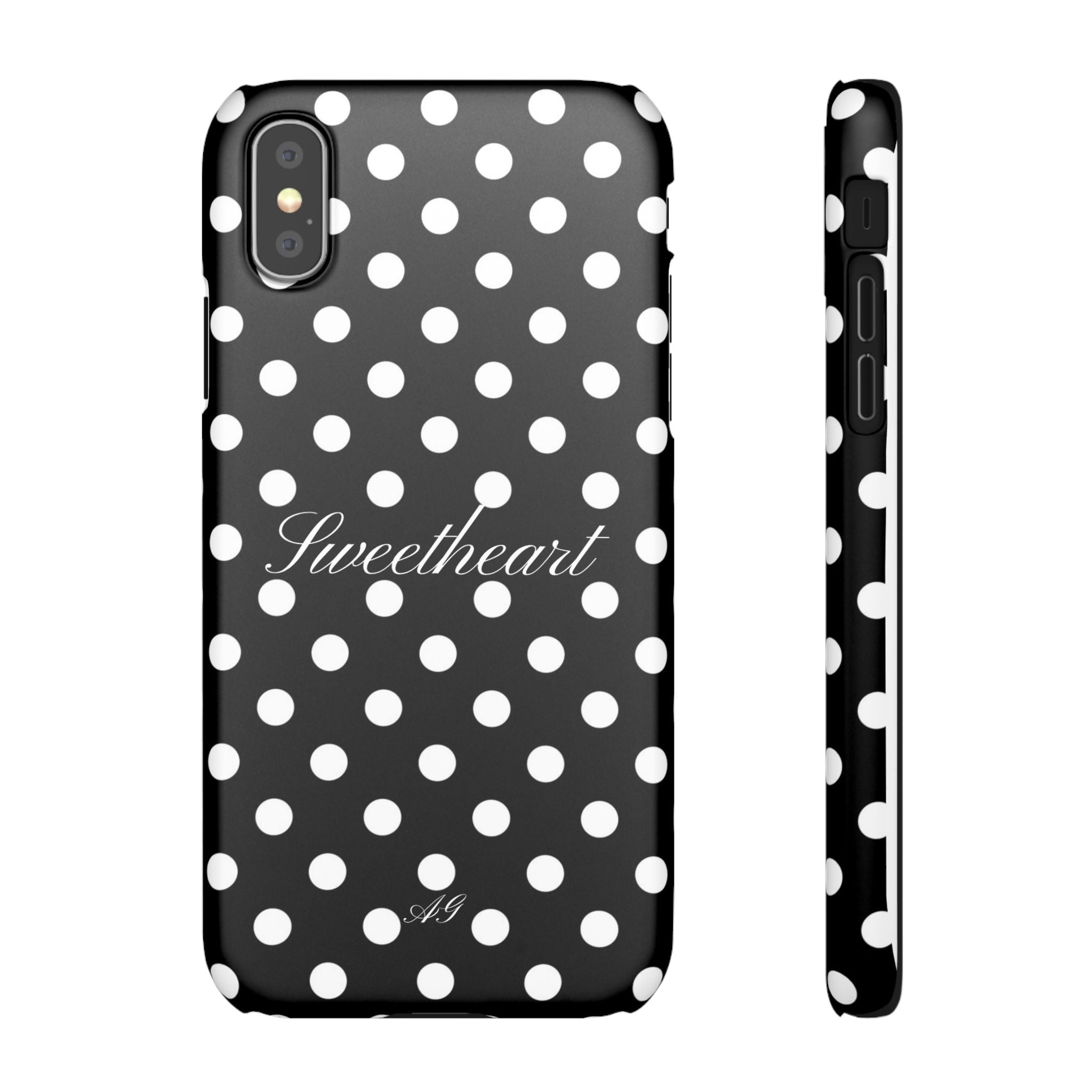 Sweetheart - white polka dot case