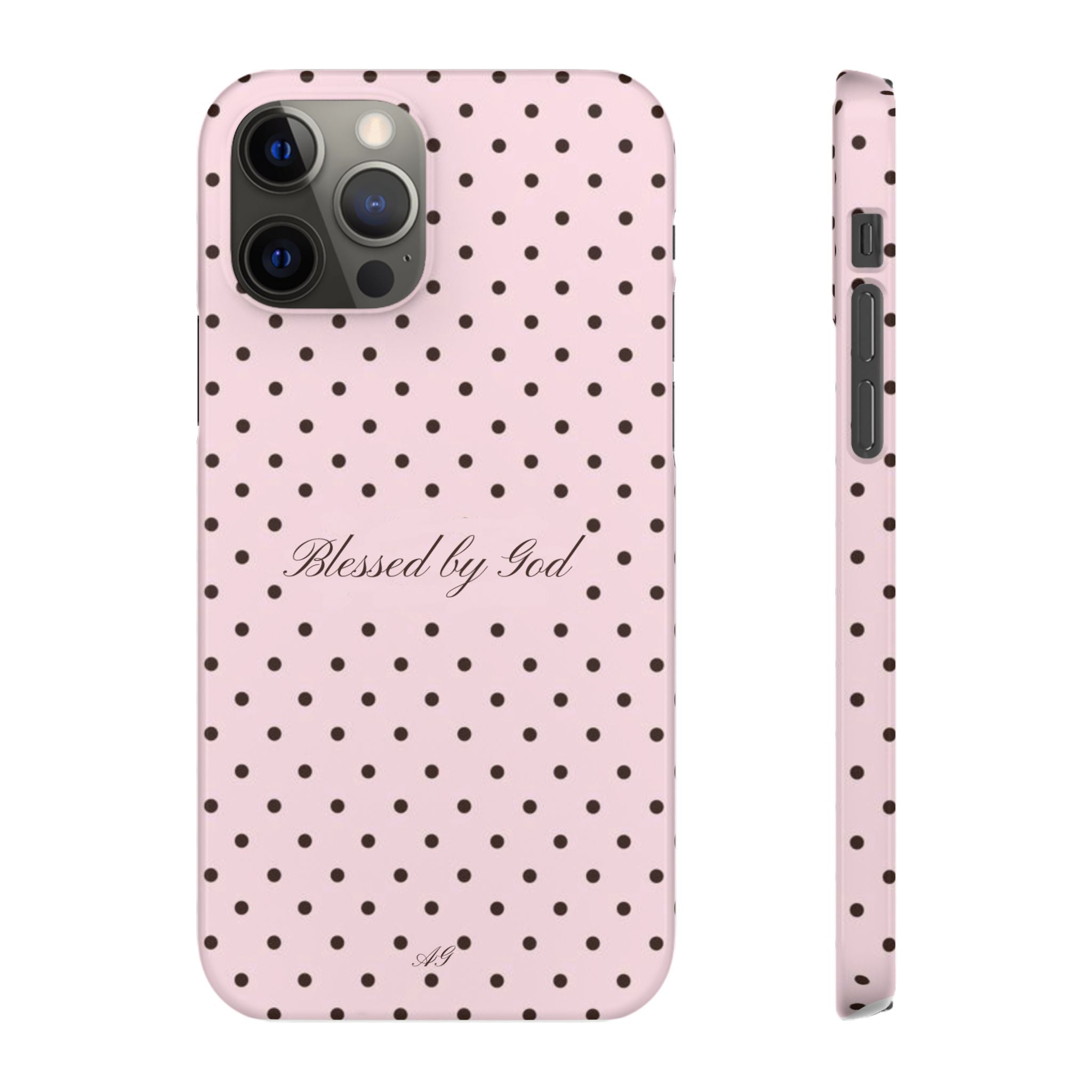 Blessed by God - Pink polka dot case