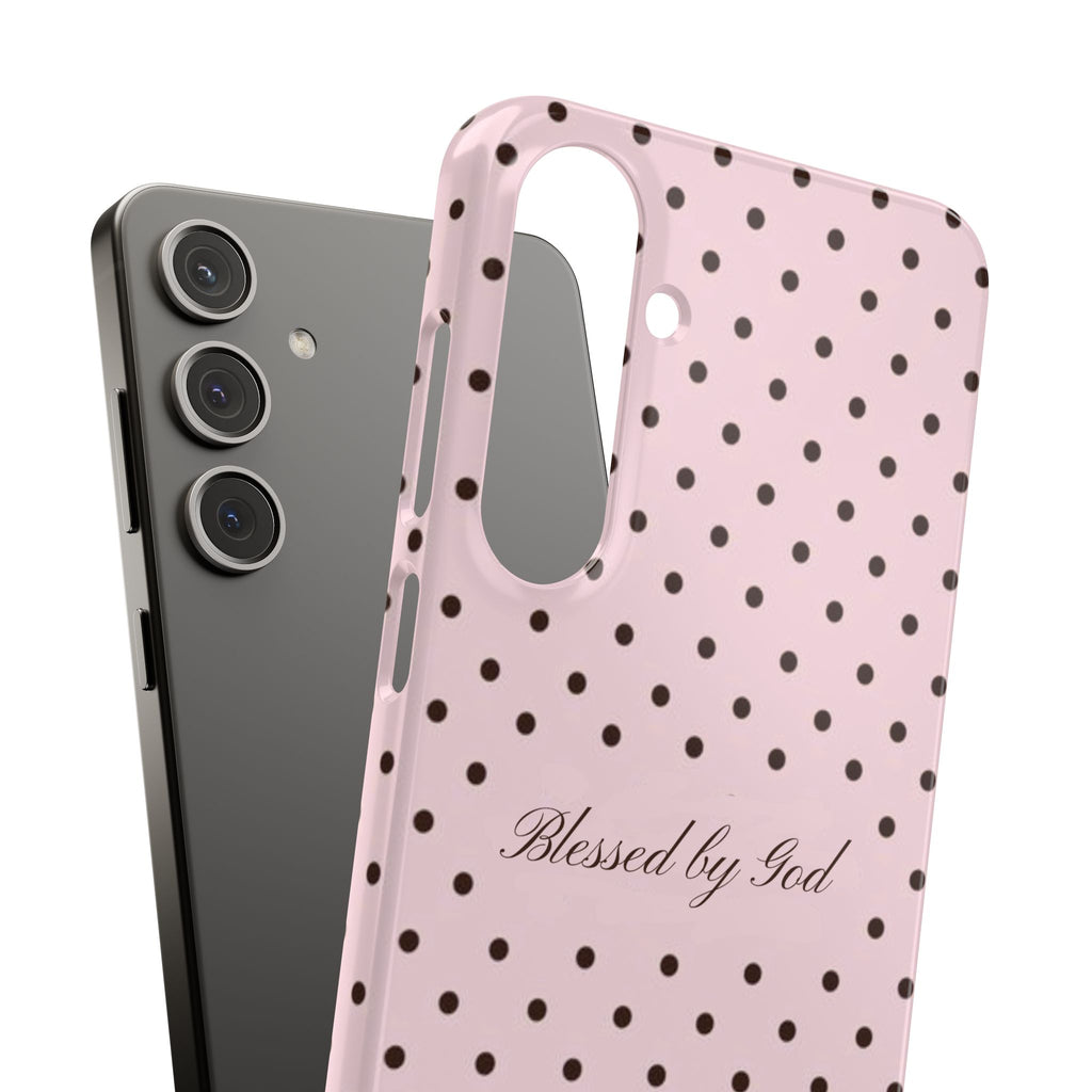 Blessed by God - Pink polka dot case