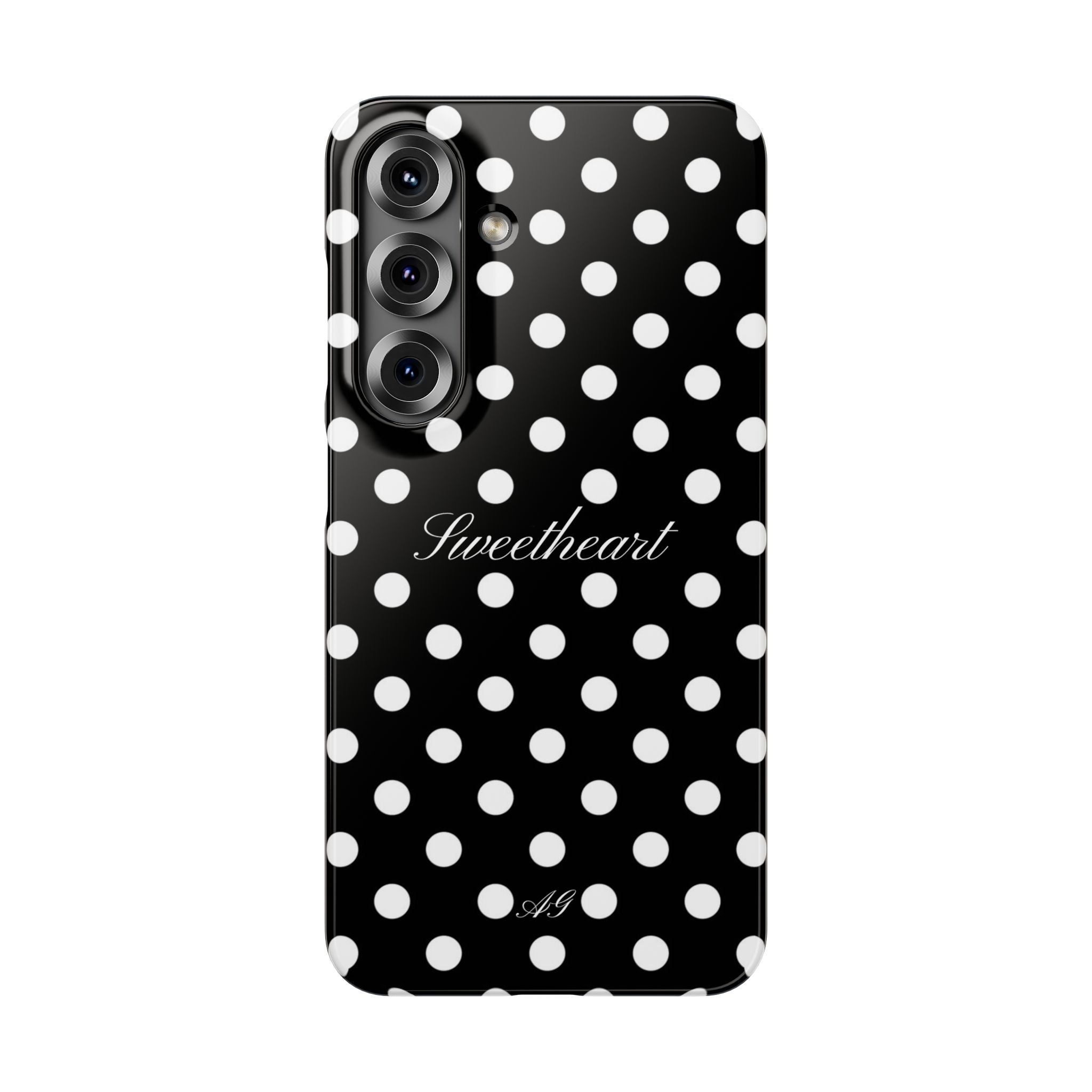 "Sweetheart" - white polka dot case