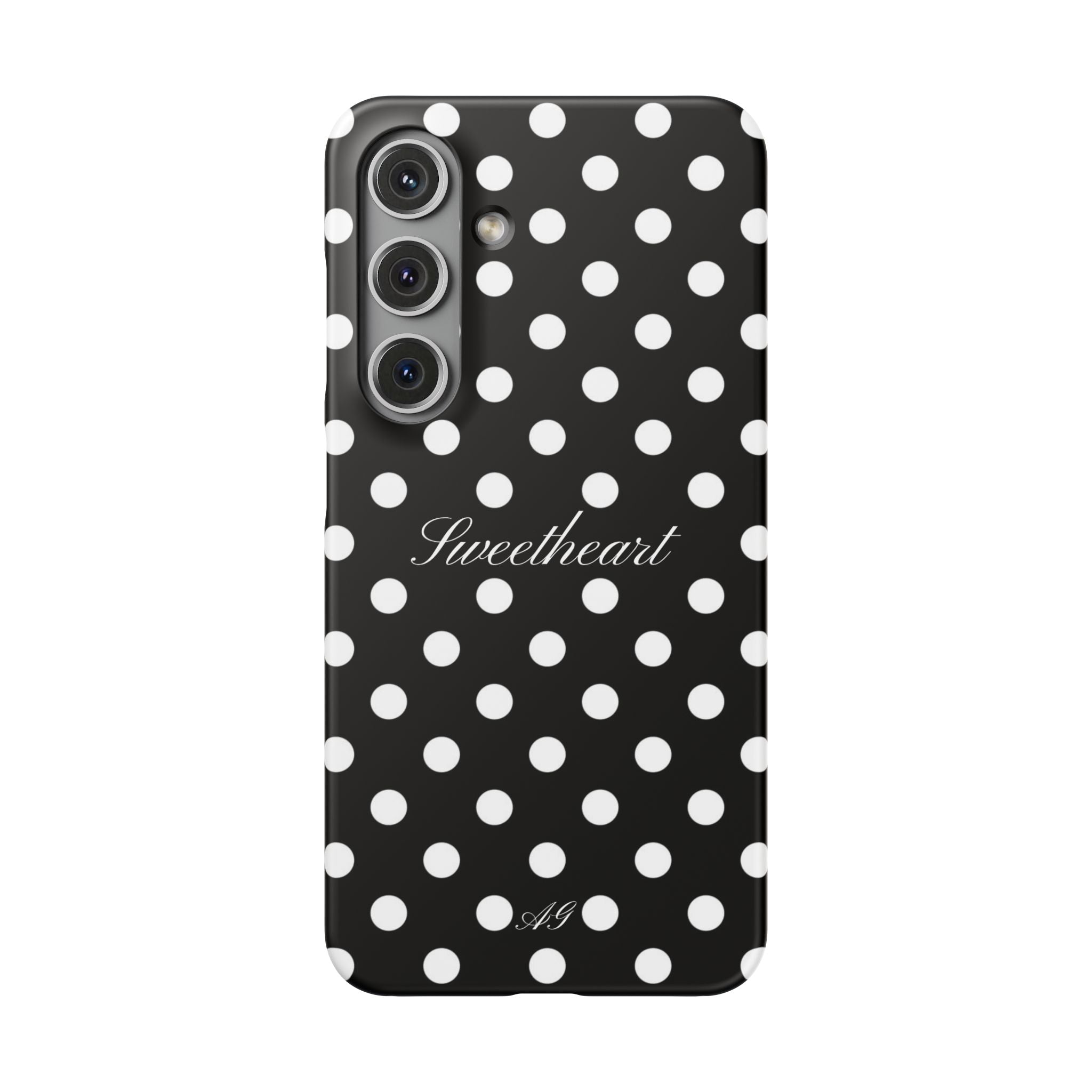 "Sweetheart" - white polka dot case