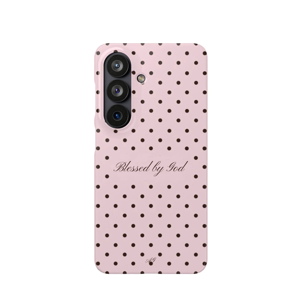 Blessed by God - Pink polka dot case