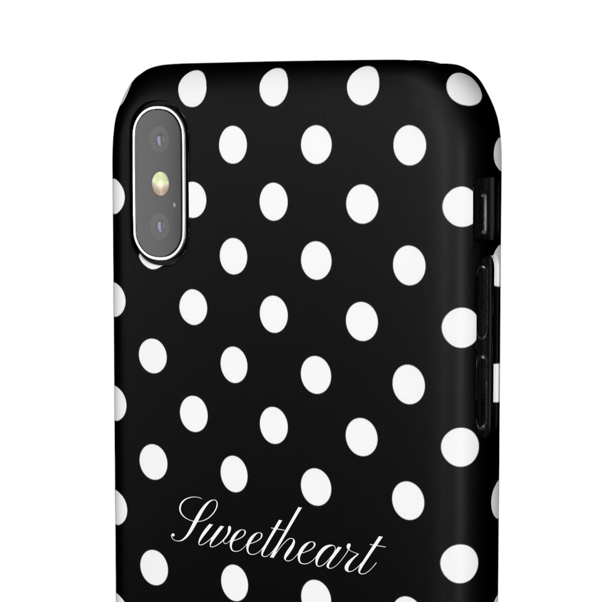 "Sweetheart" - white polka dot case