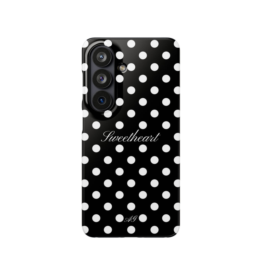 "Sweetheart" - white polka dot case