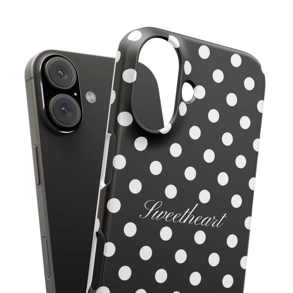 "Sweetheart" - white polka dot case