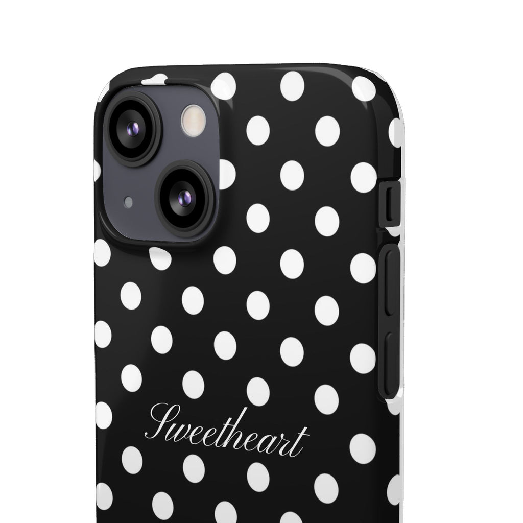 "Sweetheart" - white polka dot case
