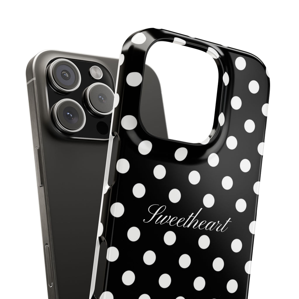 "Sweetheart" - white polka dot case