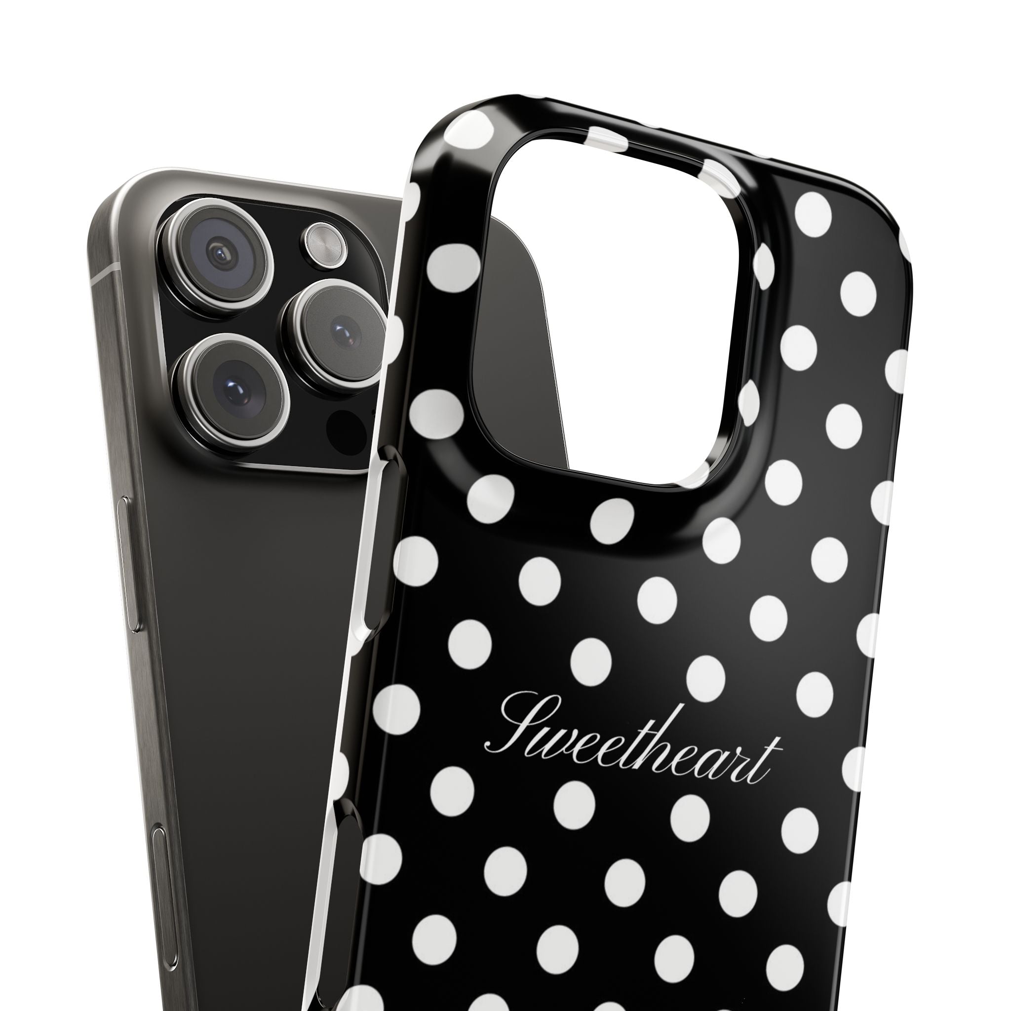 "Sweetheart" - white polka dot case