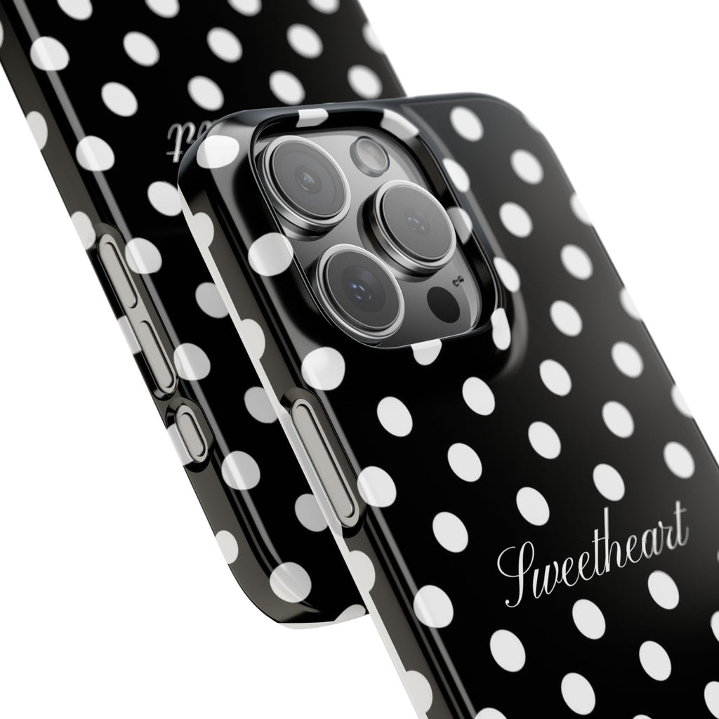 "Sweetheart" - white polka dot case