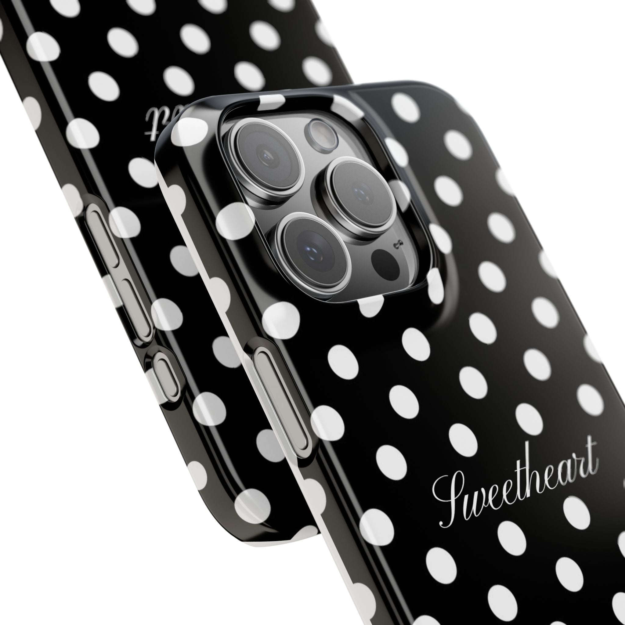 "Sweetheart" - white polka dot case