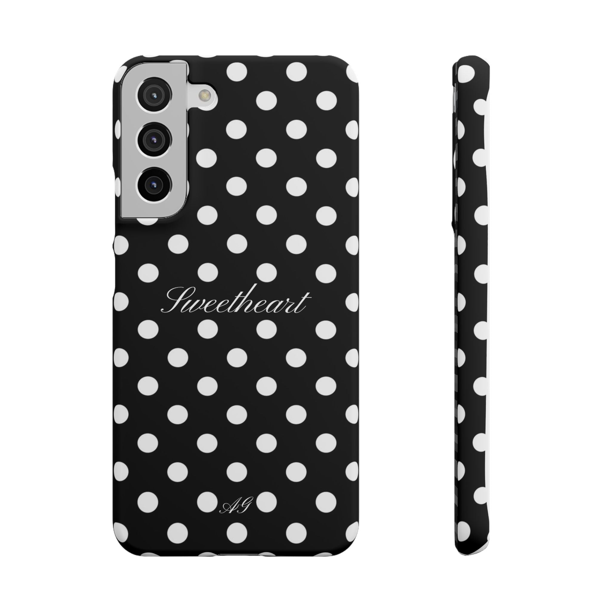 "Sweetheart" - white polka dot case