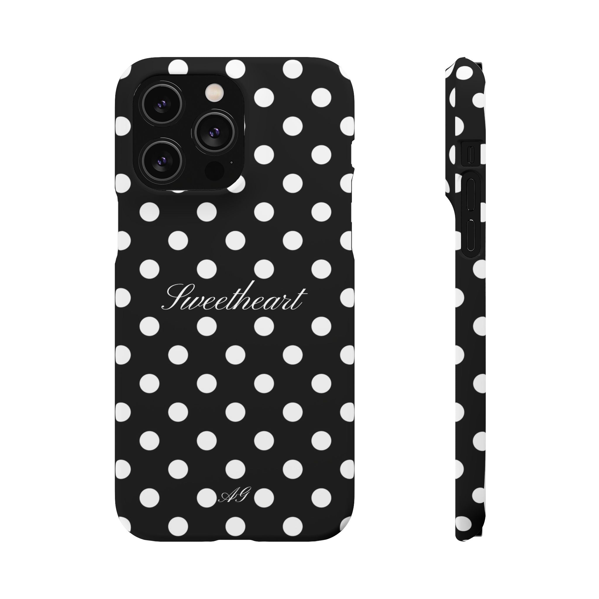 "Sweetheart" - white polka dot case