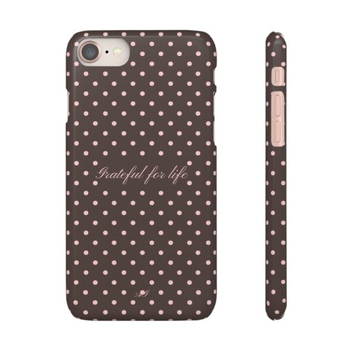 Grateful for life - Mocha polka phone case