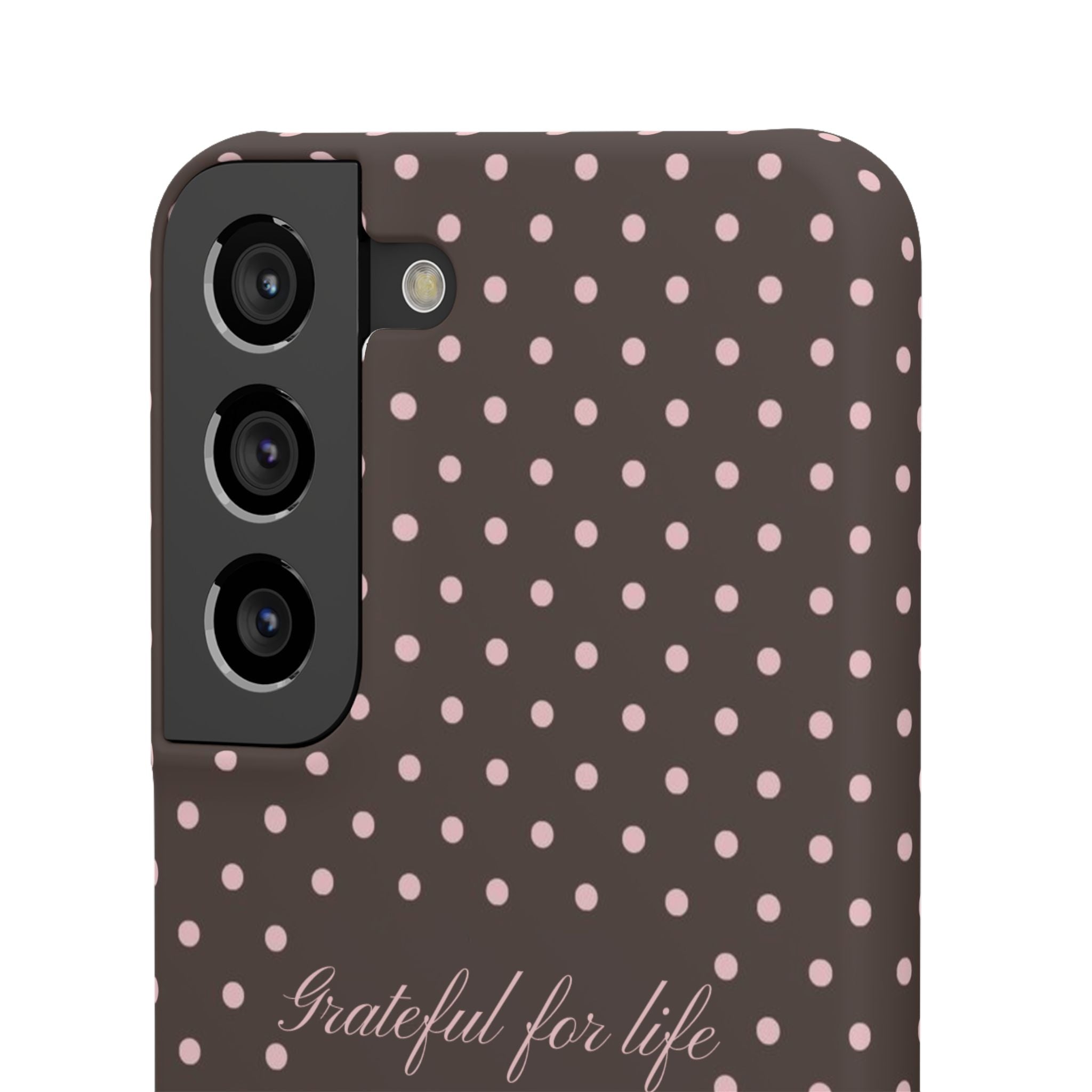 Grateful for life - Mocha polka phone case