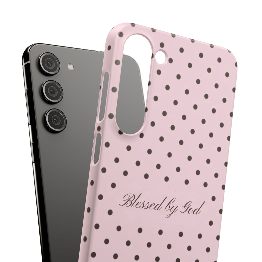Blessed by God - Pink polka dot case