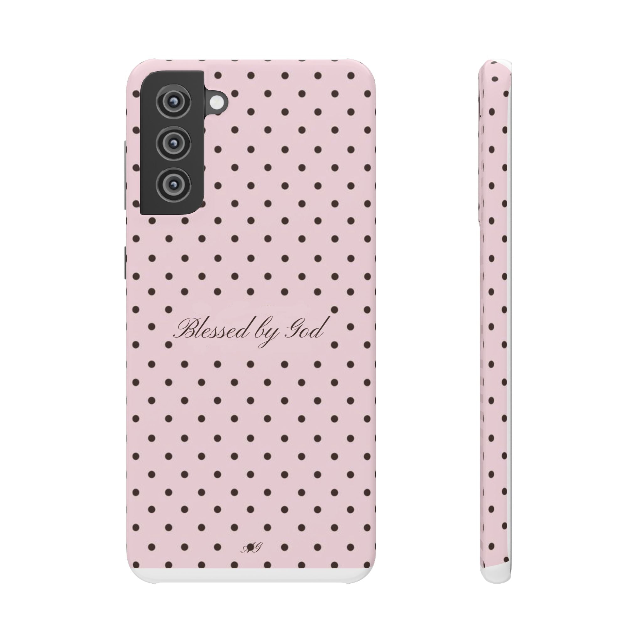Blessed by God - Pink polka dot case