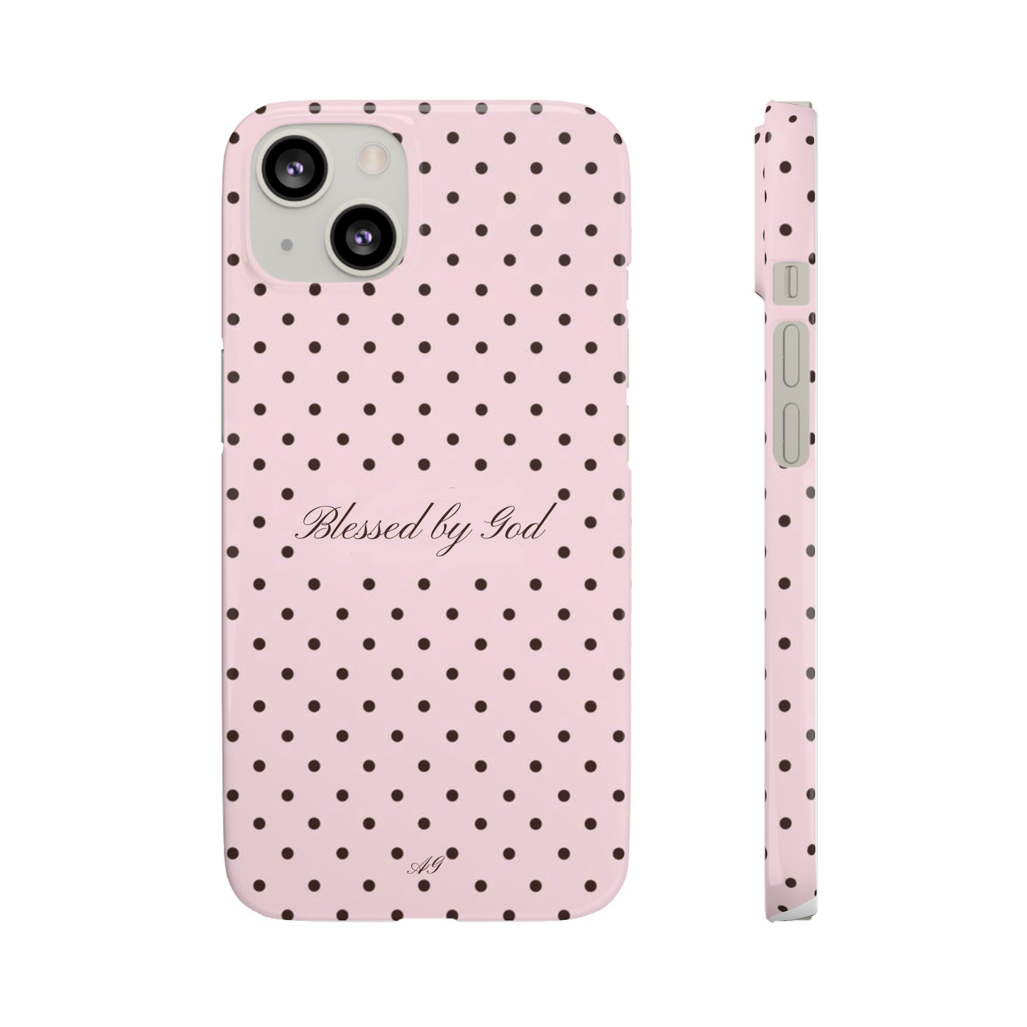 Blessed by God - Pink polka dot case