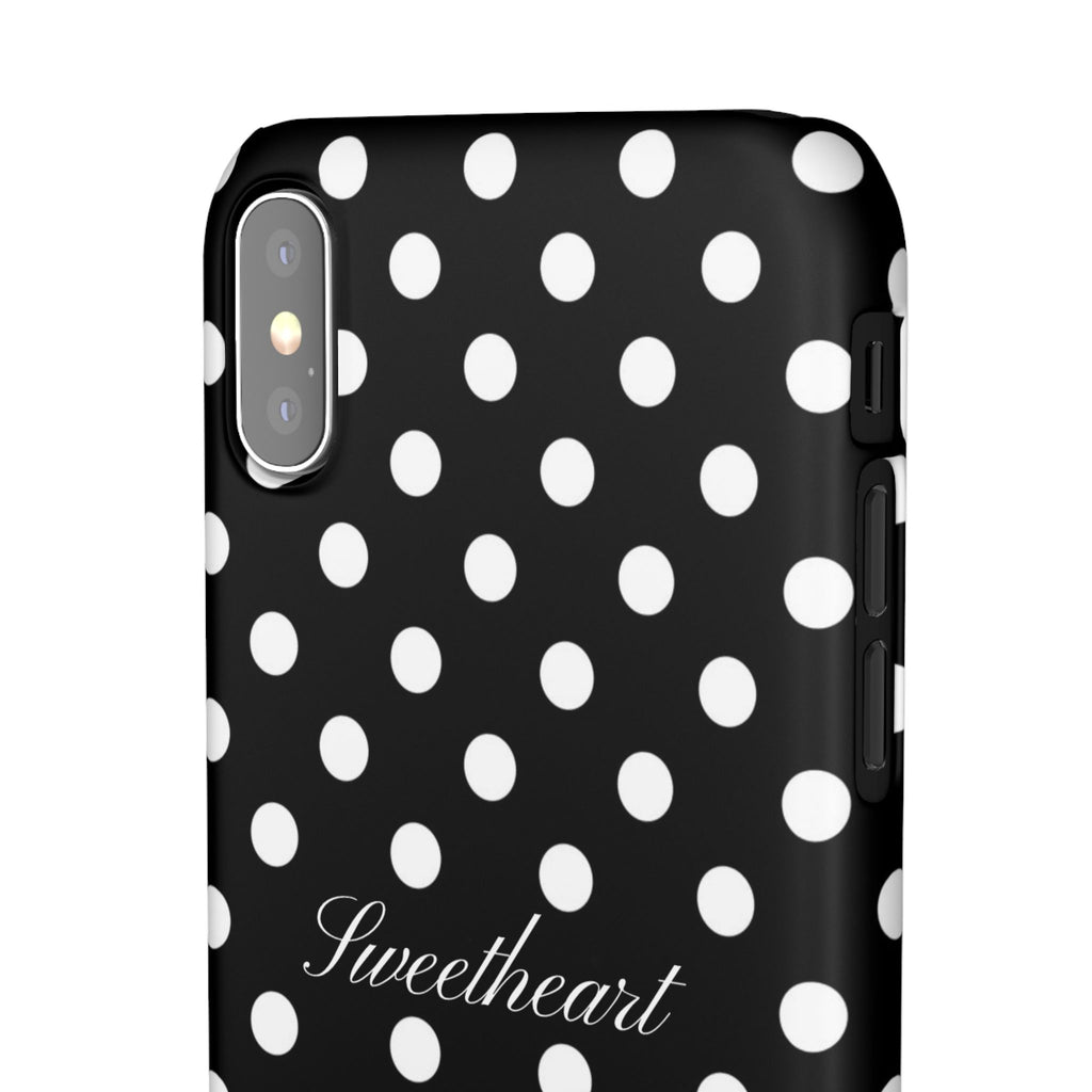 "Sweetheart" - white polka dot case