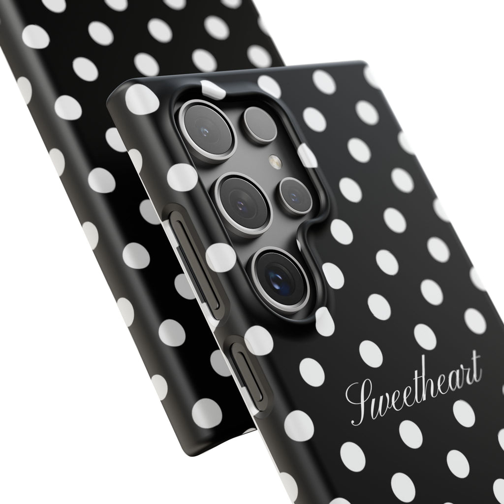 "Sweetheart" - white polka dot case