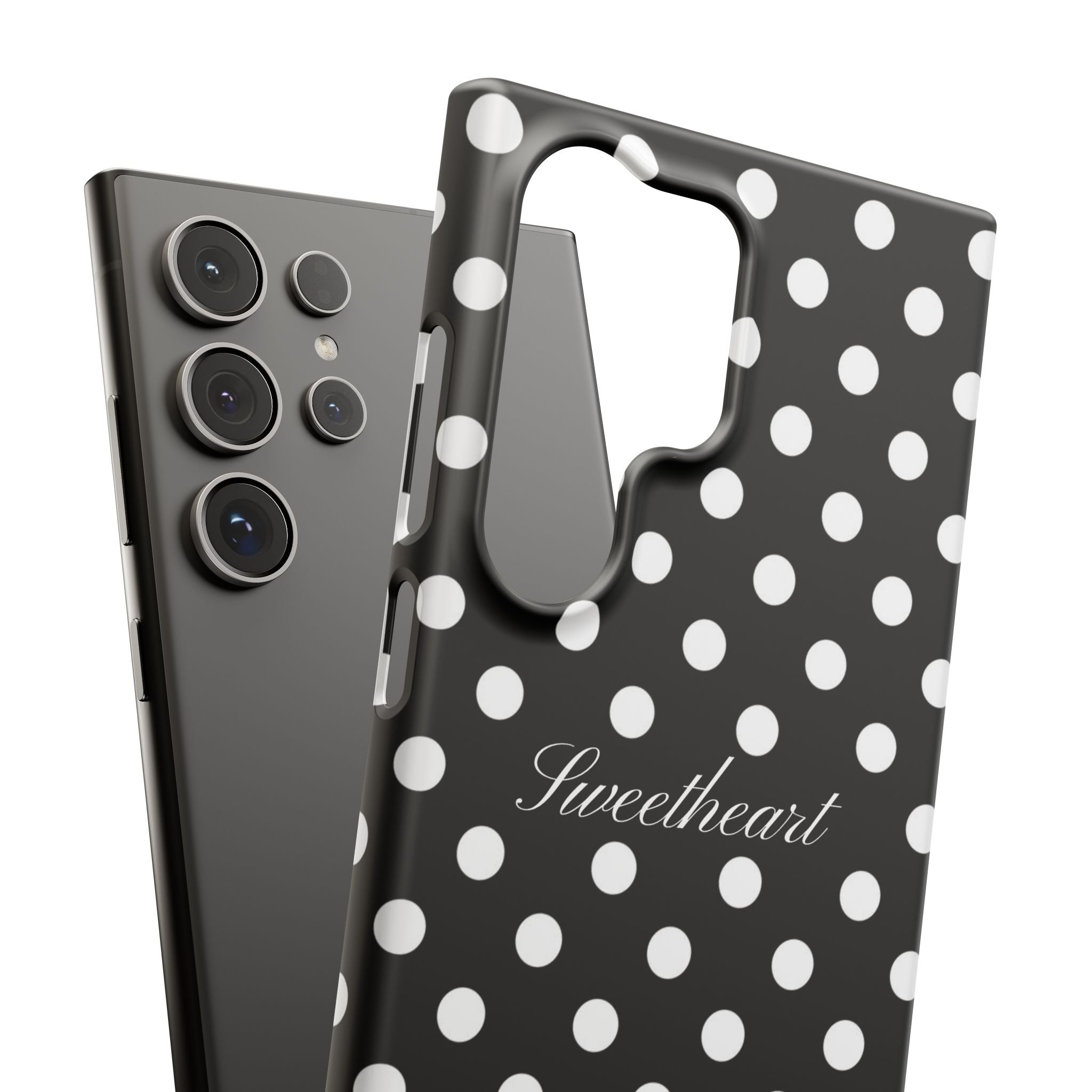 "Sweetheart" - white polka dot case