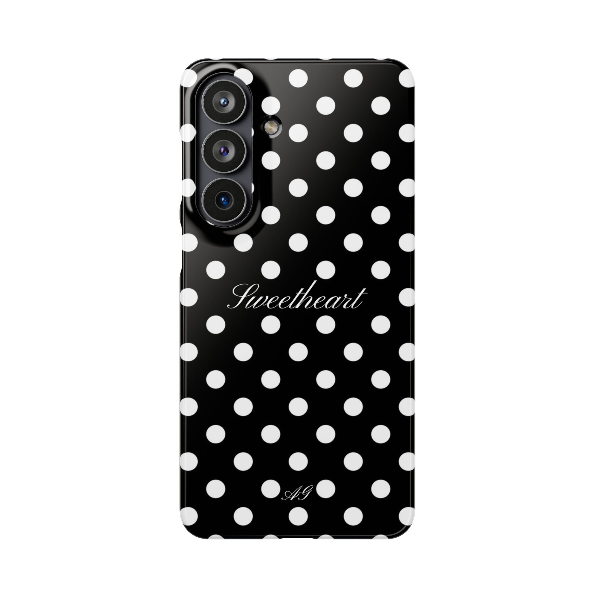 "Sweetheart" - white polka dot case