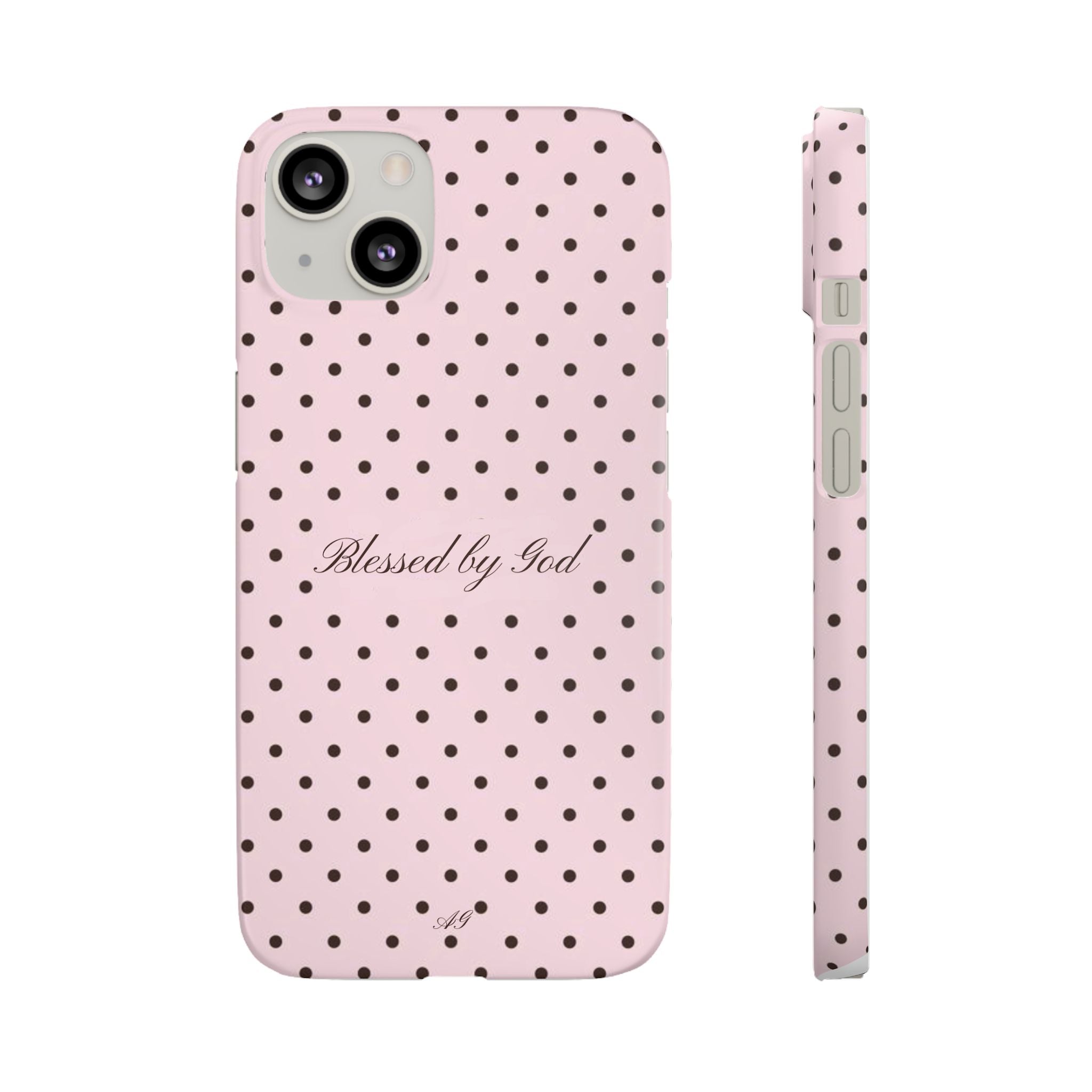 Blessed by God - Pink polka dot case