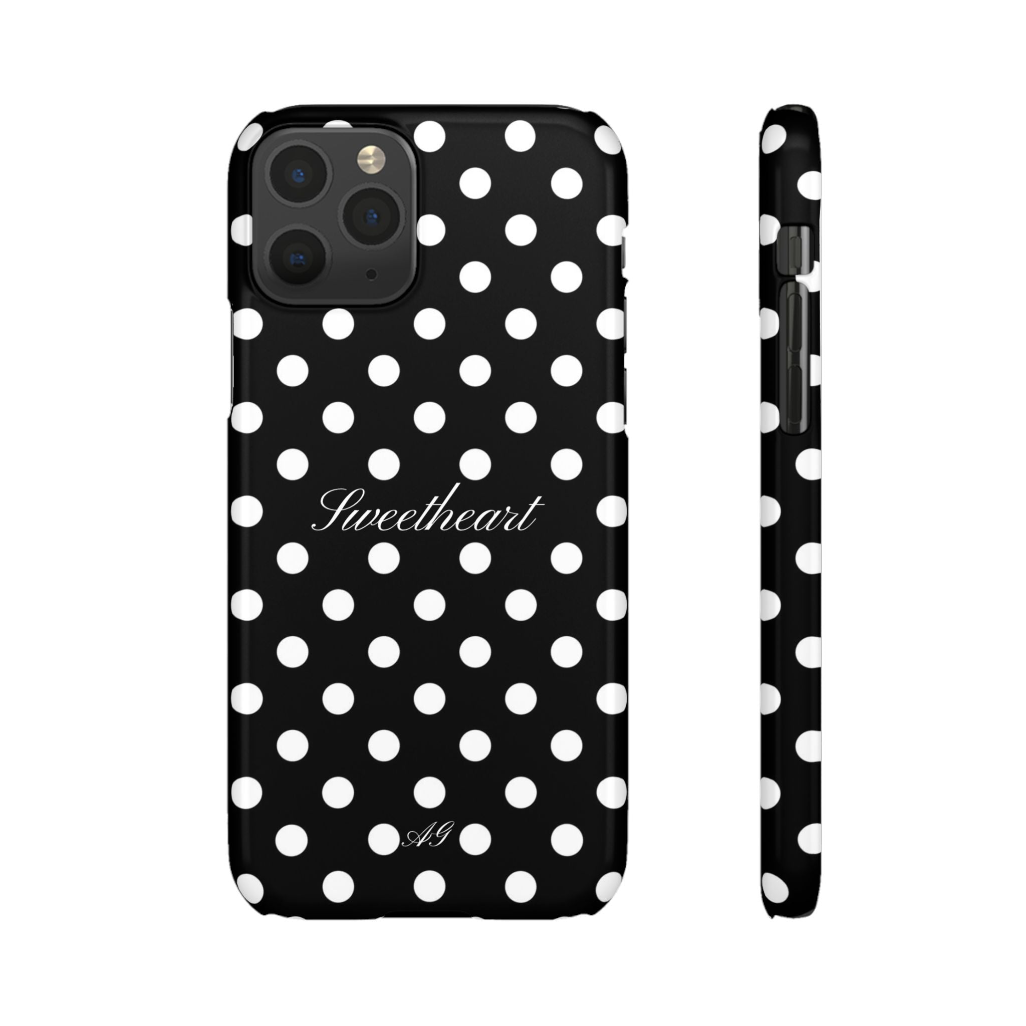 "Sweetheart" - white polka dot case