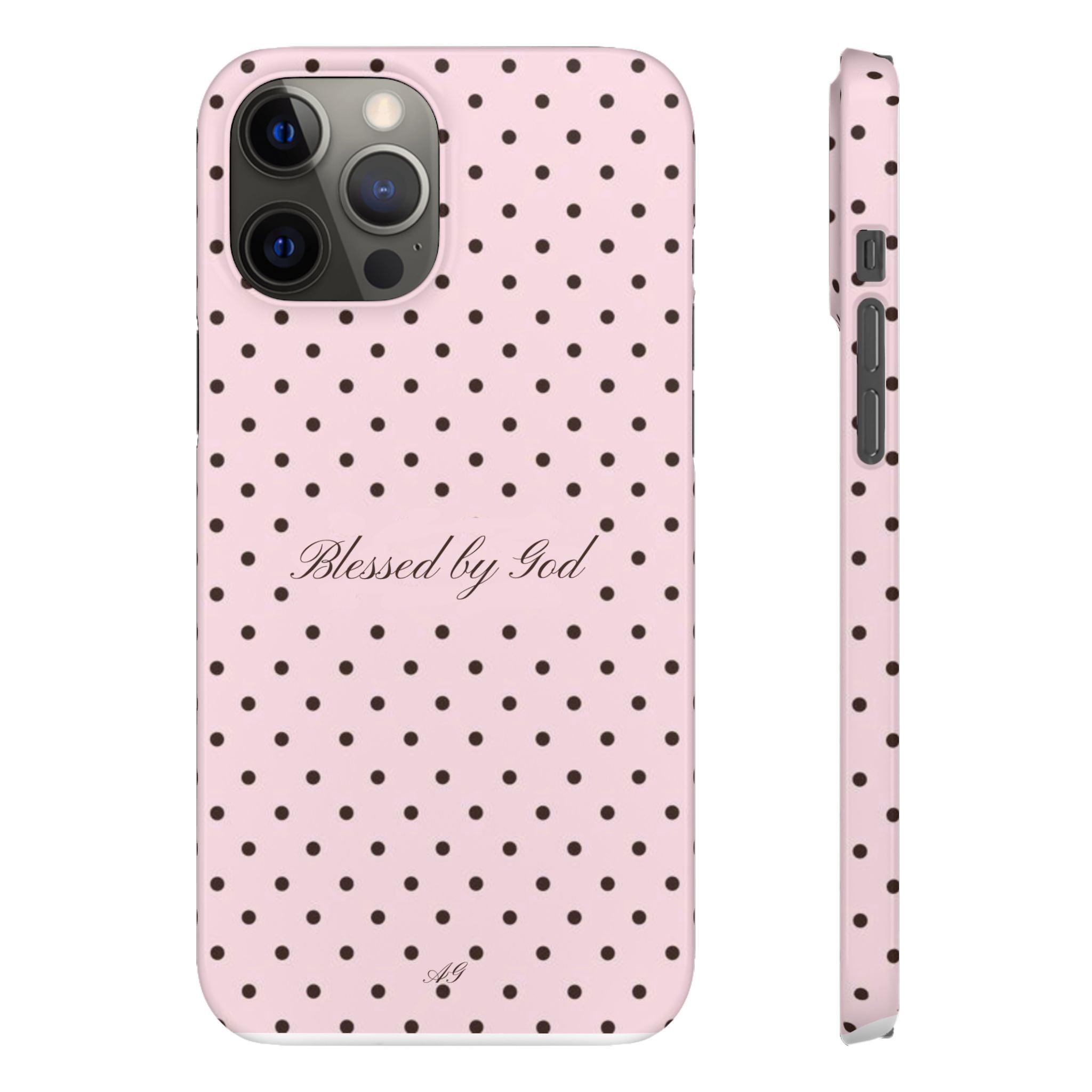 Blessed by God - Pink polka dot case
