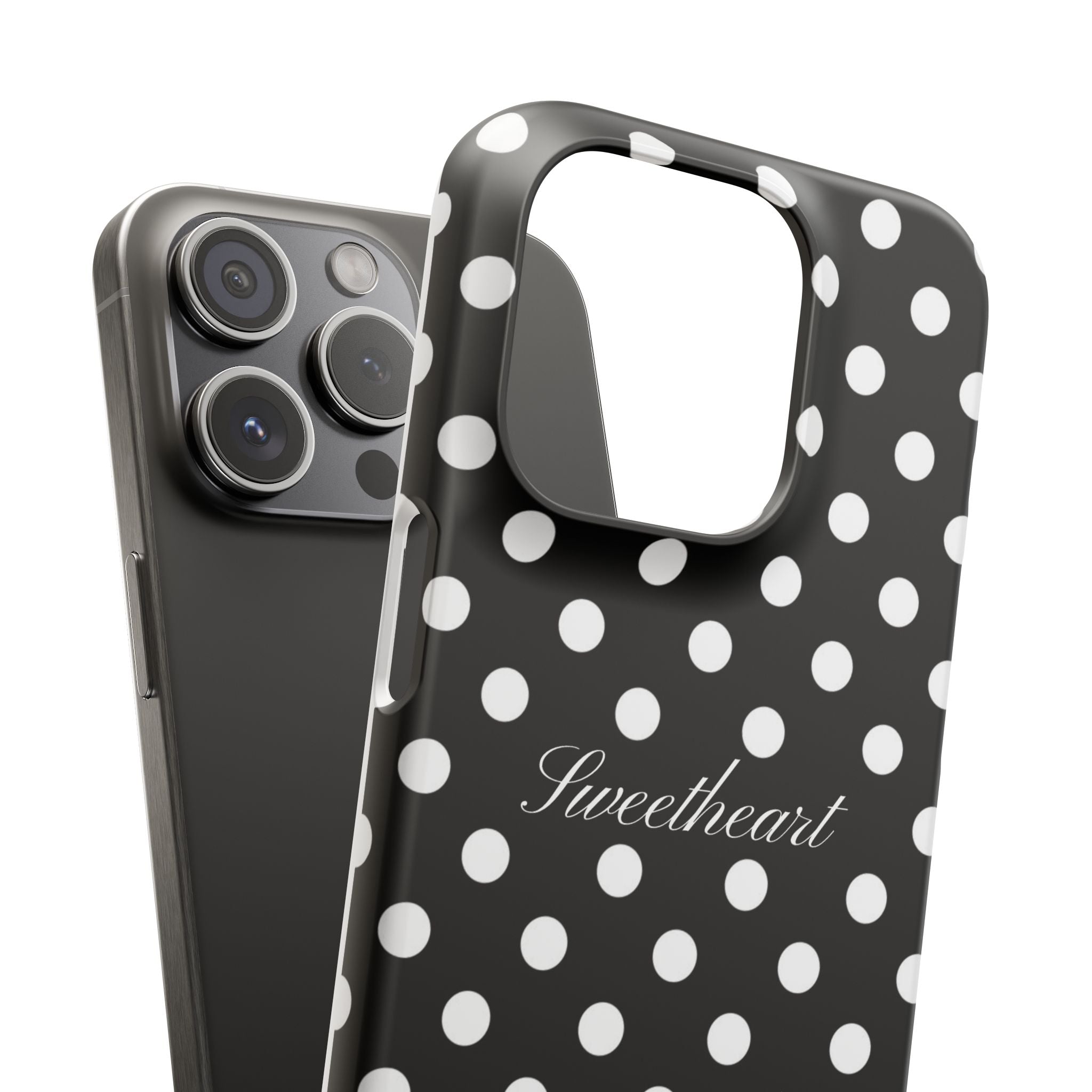 "Sweetheart" - white polka dot case