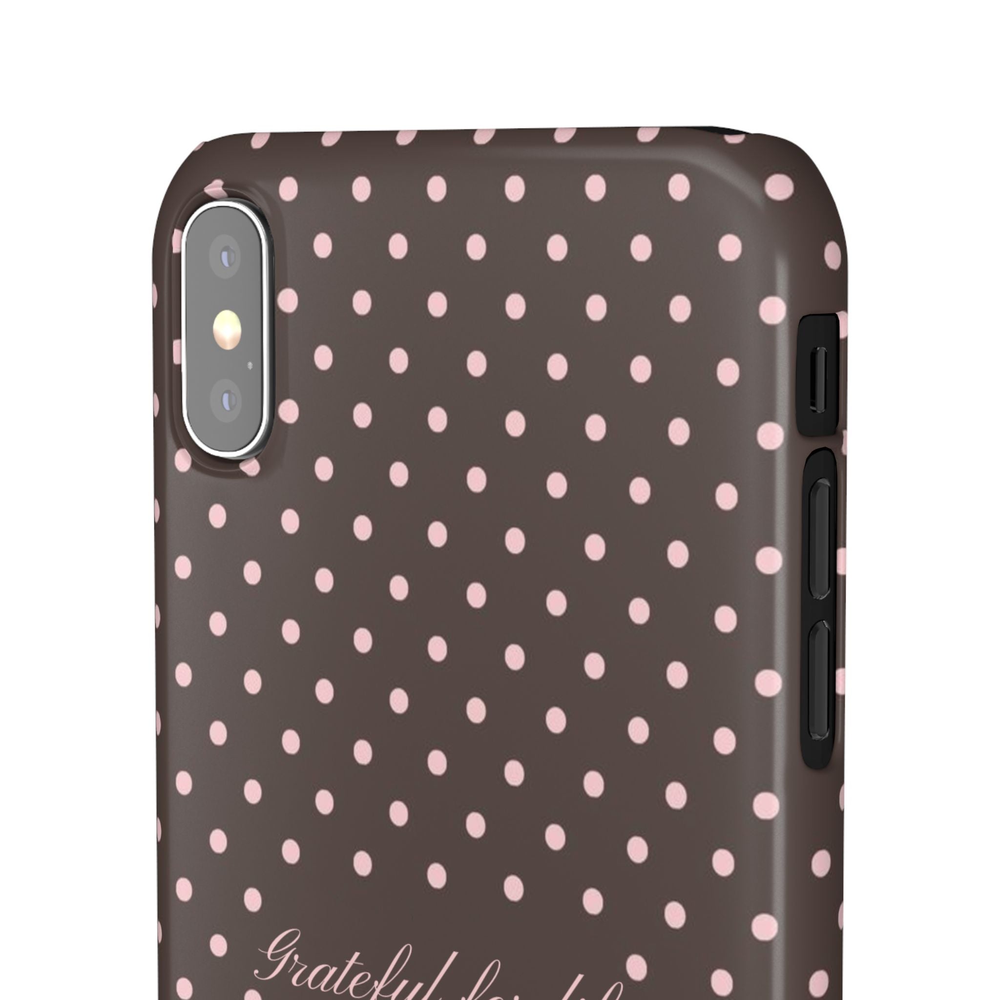 Grateful for life - Mocha polka phone case