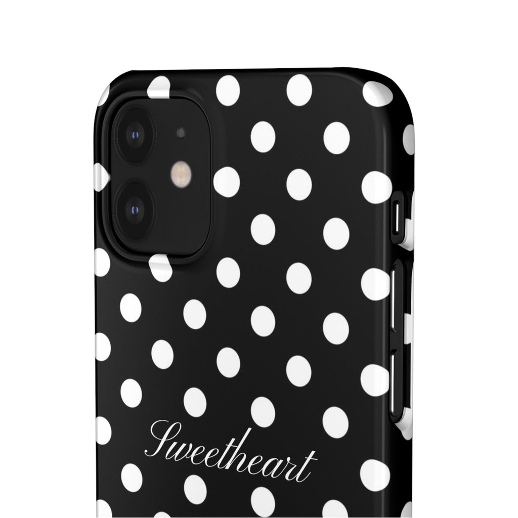 "Sweetheart" - white polka dot case