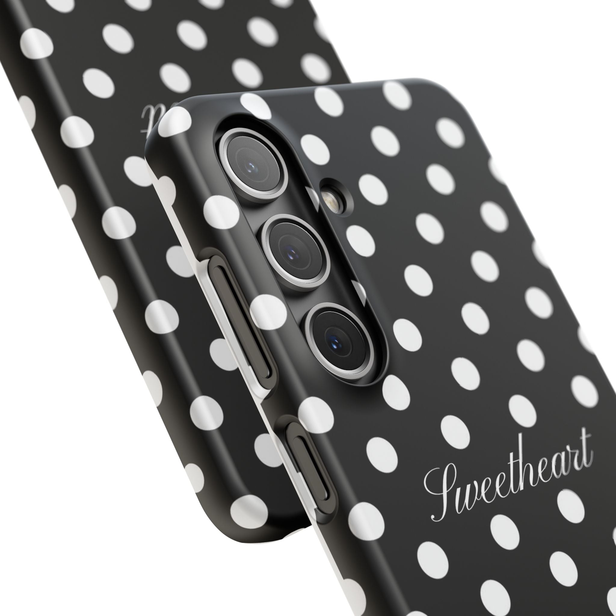 "Sweetheart" - white polka dot case