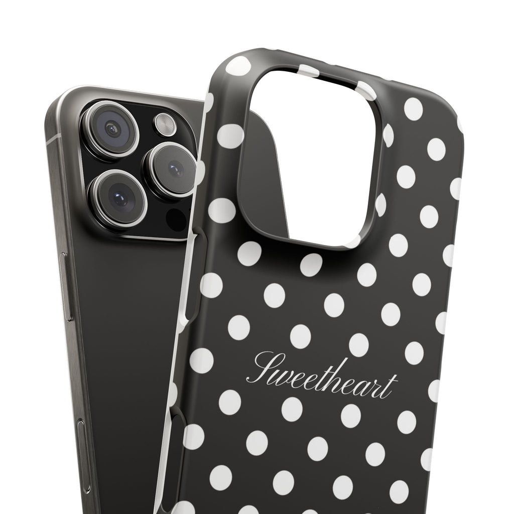 "Sweetheart" - white polka dot case