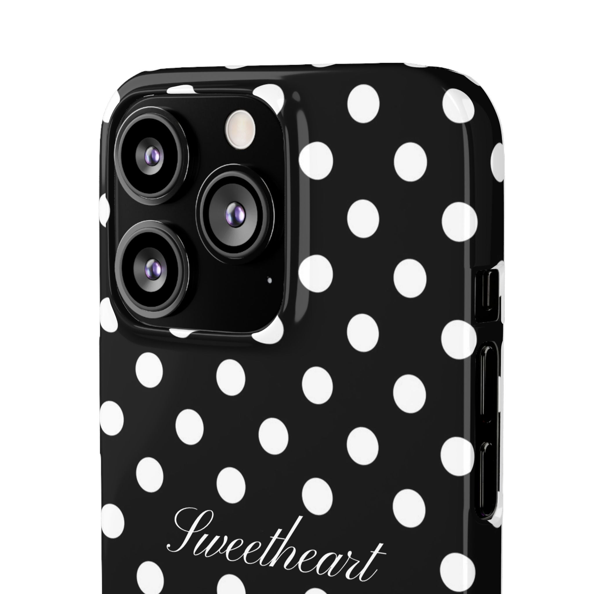 "Sweetheart" - white polka dot case