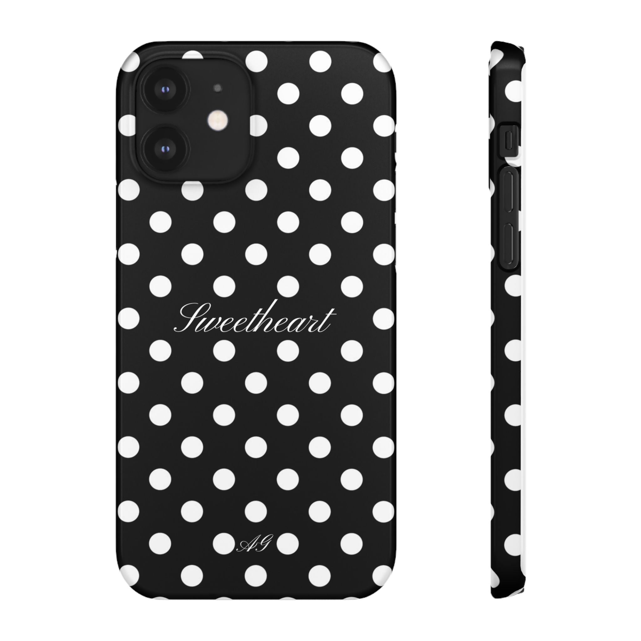 "Sweetheart" - white polka dot case