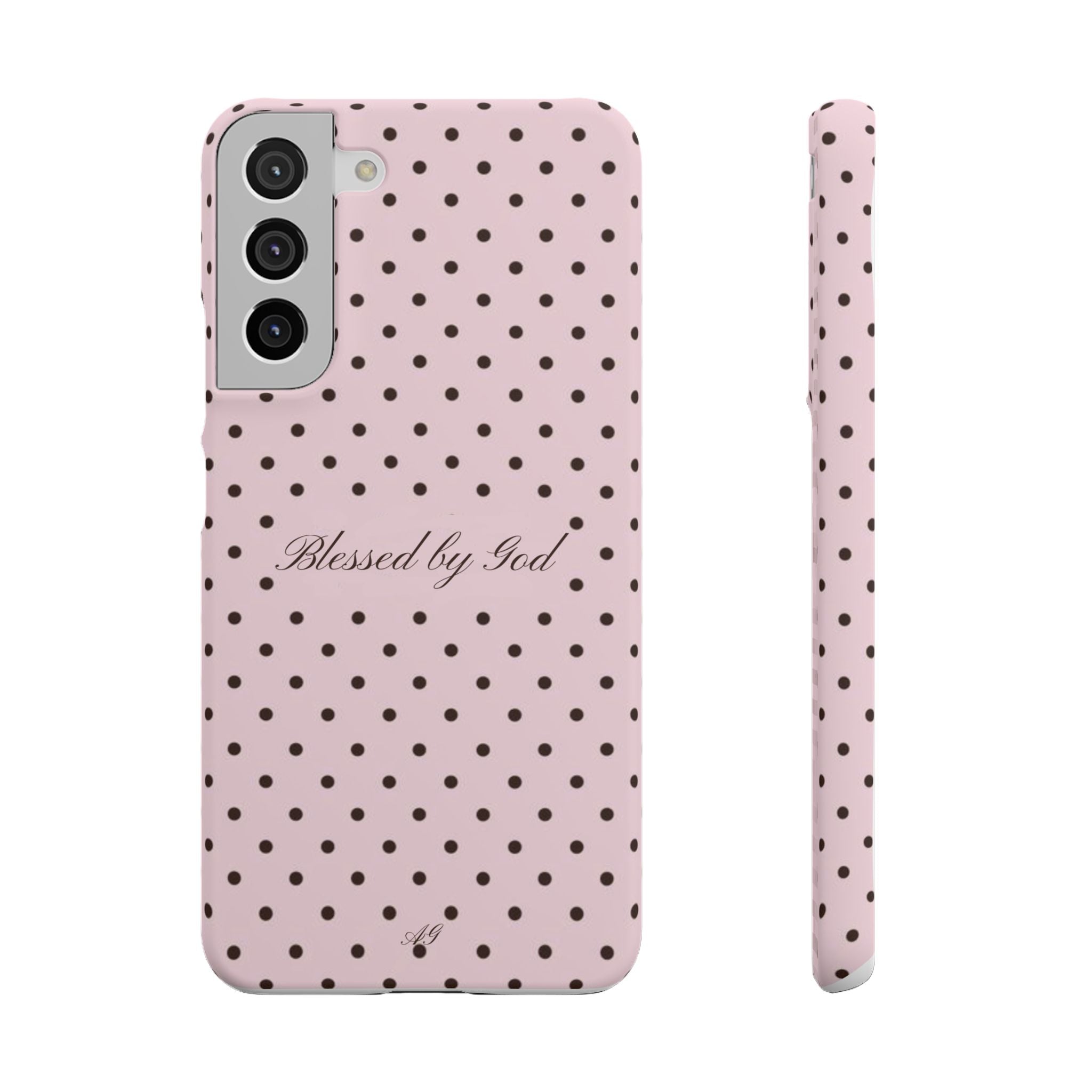 Blessed by God - Pink polka dot case
