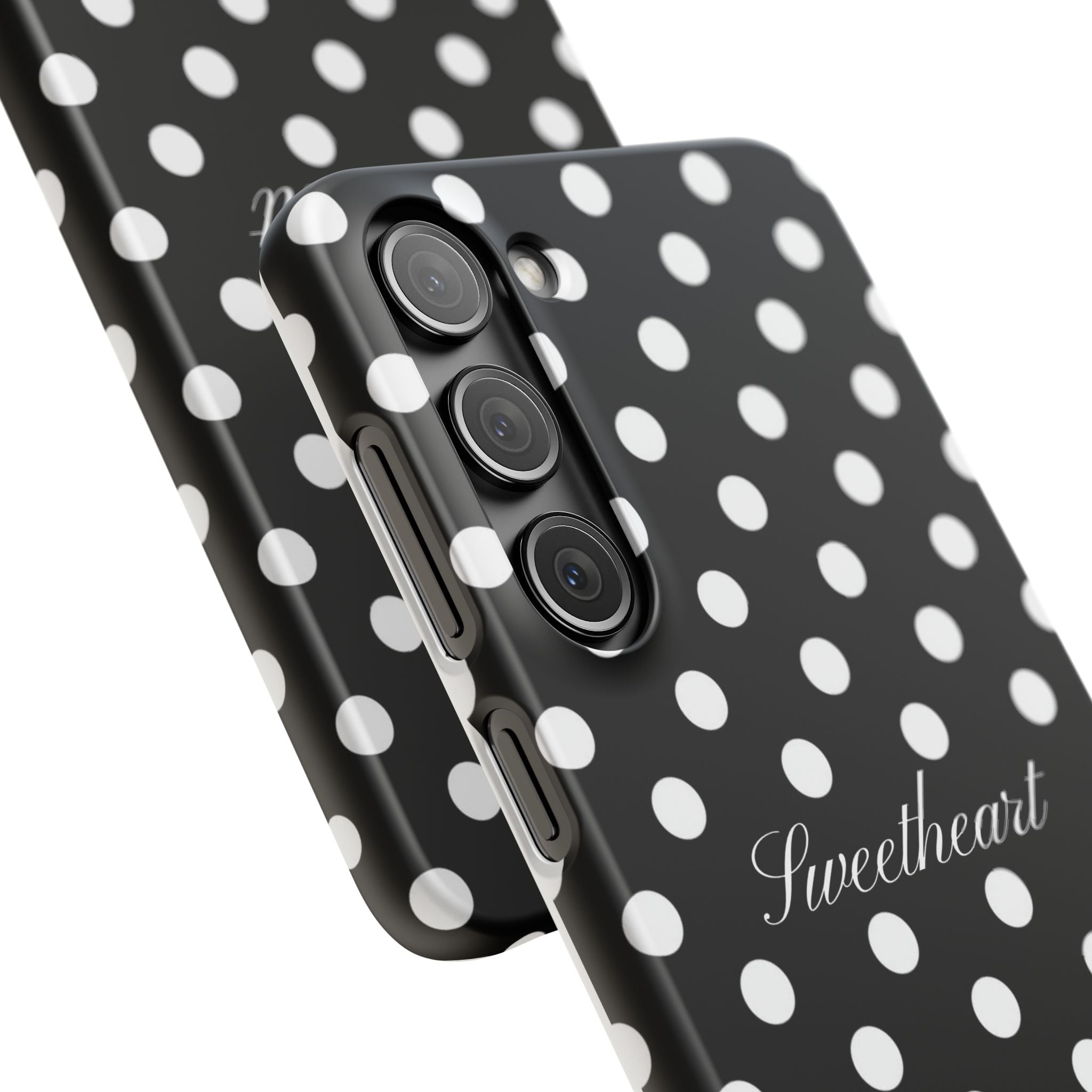 "Sweetheart" - white polka dot case