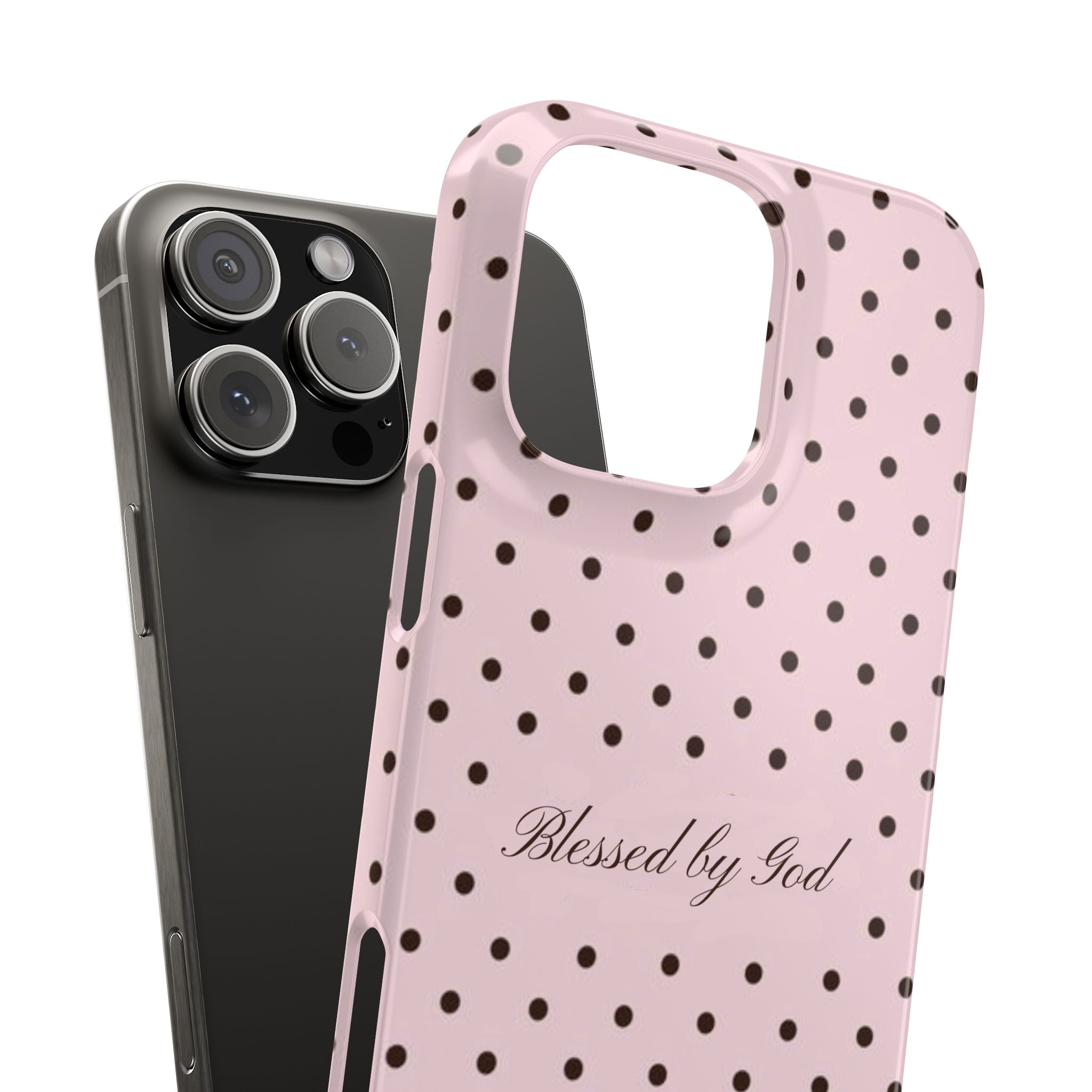 Blessed by God - Pink polka dot case