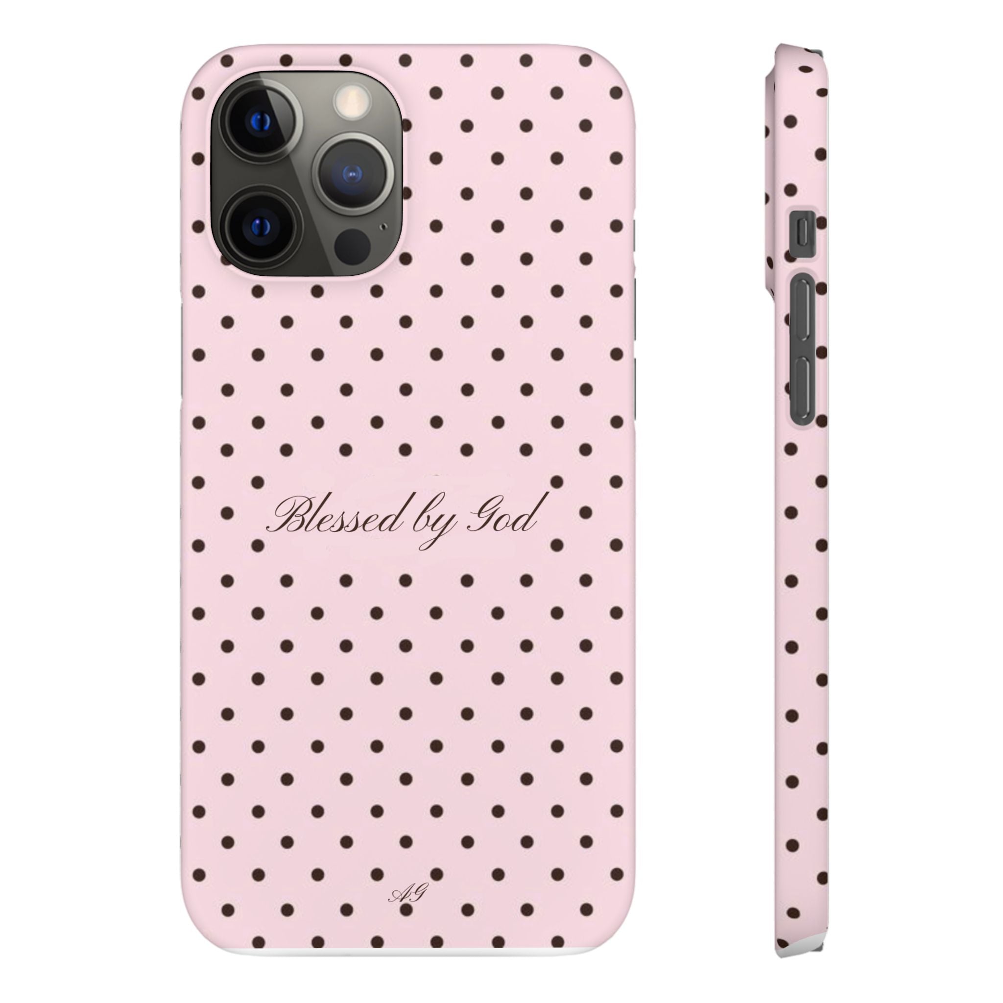 Blessed by God - Pink polka dot case