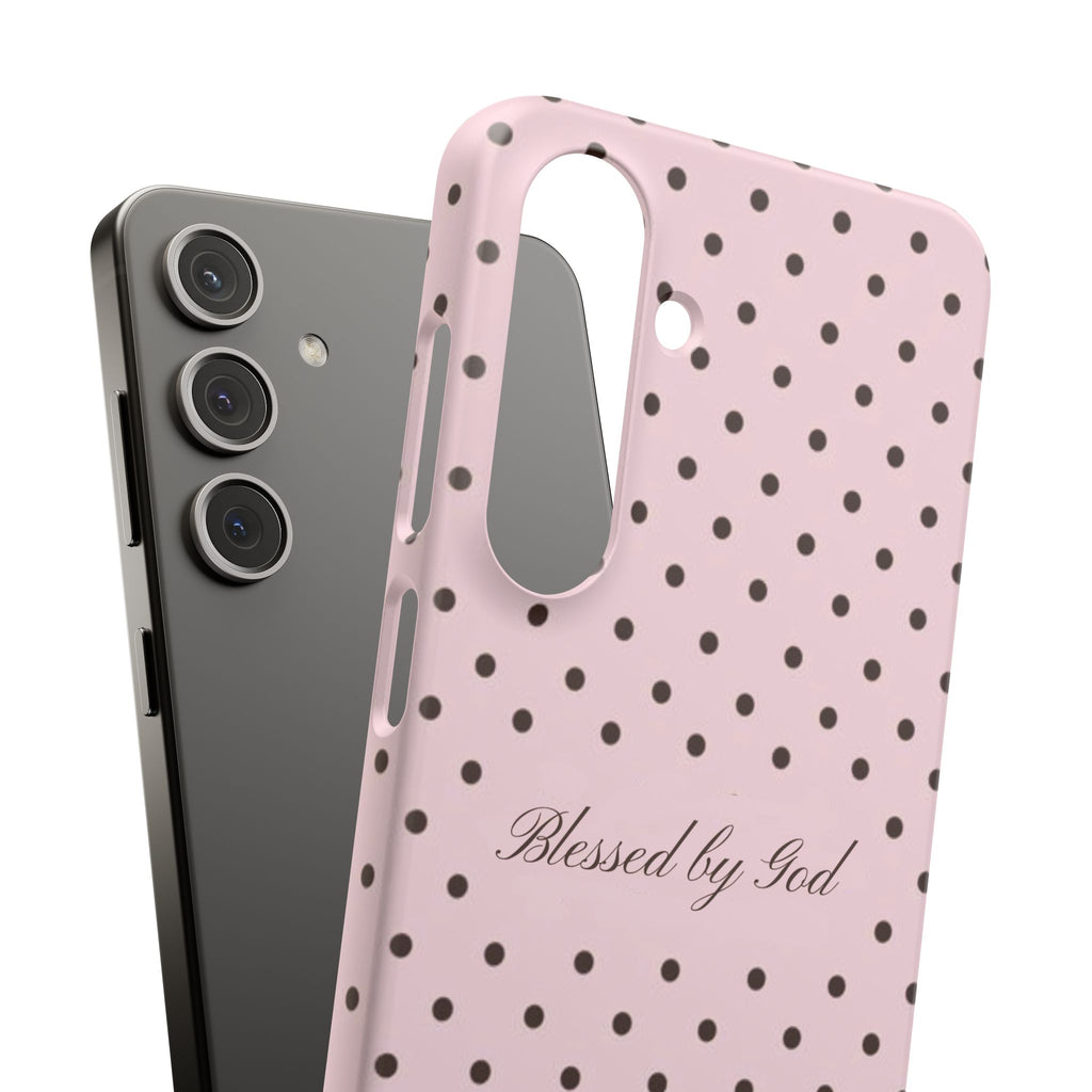 Blessed by God - Pink polka dot case